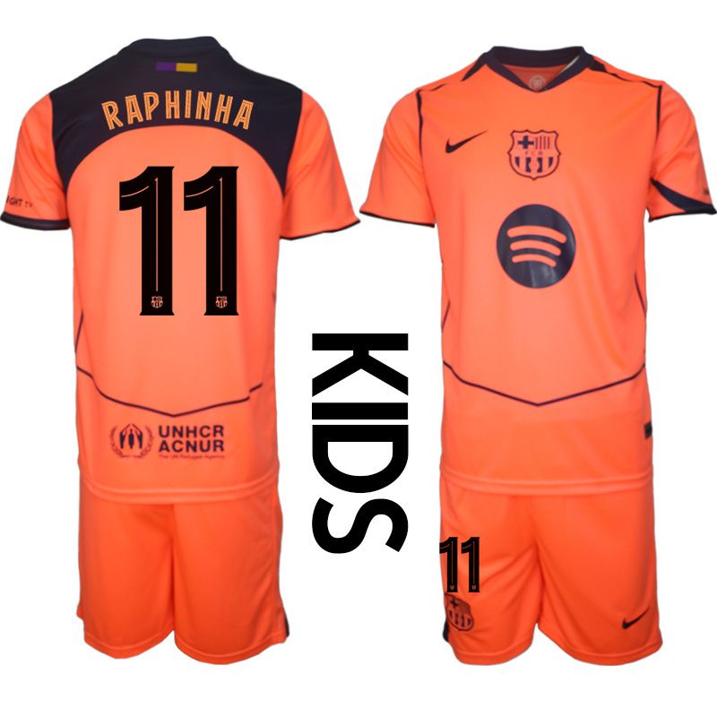 Youth 2025-2026 Club Barcelona away orange #11 Soccer Jersey